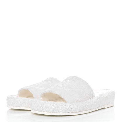 Chanel Patent Fabric CC Flat Slide Sandals 40 White 8 of 8