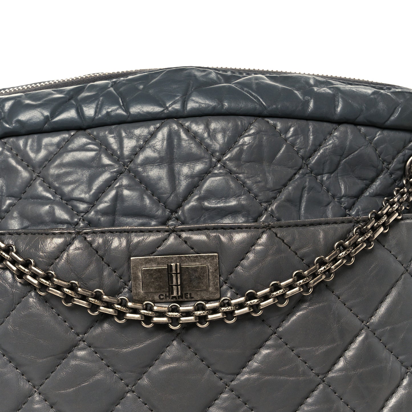 Aged Calfskin Quilted Large Reissue Camera Case Grey