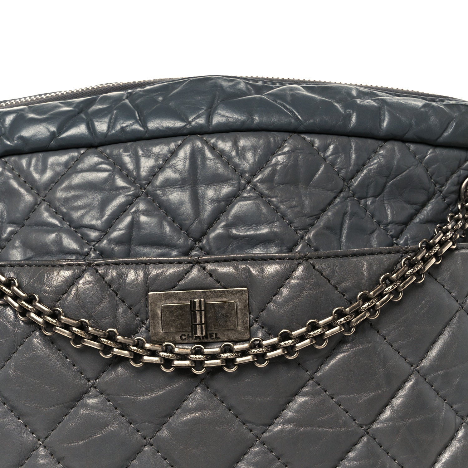 Chanel Aged Calfskin Quilted Large Reissue Camera Case Grey 8 of 10