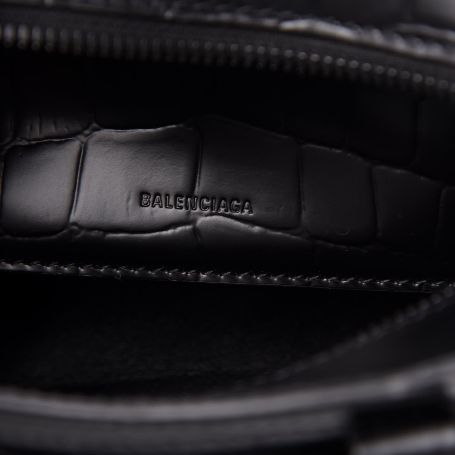 Balenciaga Semi Shiny Calfskin Crocodile Embossed Neo Classic Black Hardware Nano City Crossbody Black 6 of 9