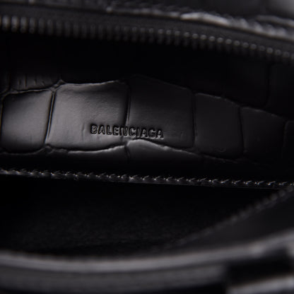 Balenciaga Semi Shiny Calfskin Crocodile Embossed Neo Classic Black Hardware Nano City Crossbody Black 6 of 9