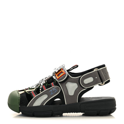 Gucci Mesh Fabric Tinsel Sport Sandals 35 Black Silver Green 1 of 8