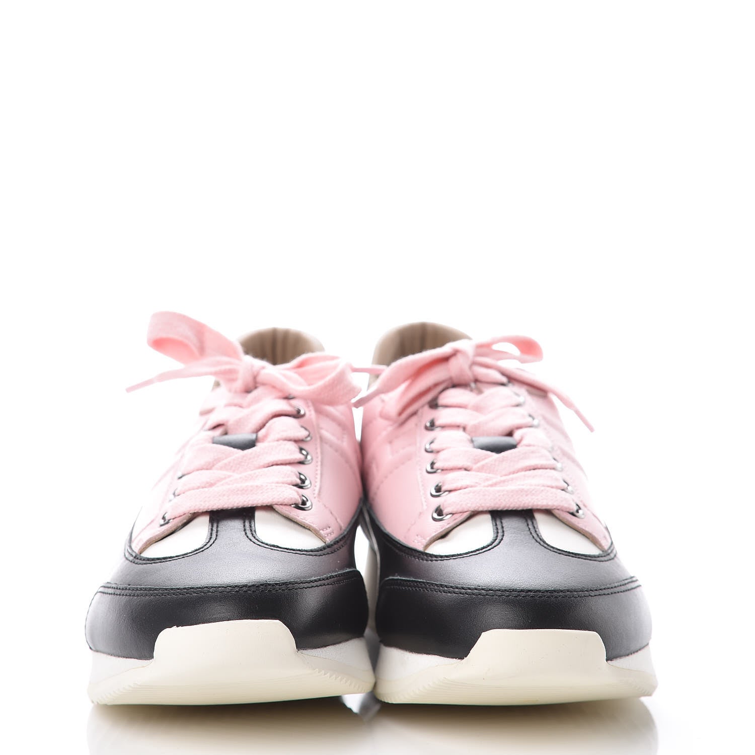 Hermes Calfskin Goal Sneakers 37.5 Rose Aube Black White 2 of 8
