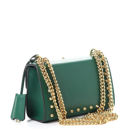 Gucci Calfskin Studded Small Padlock Shoulder Bag Emerald 3 of 7