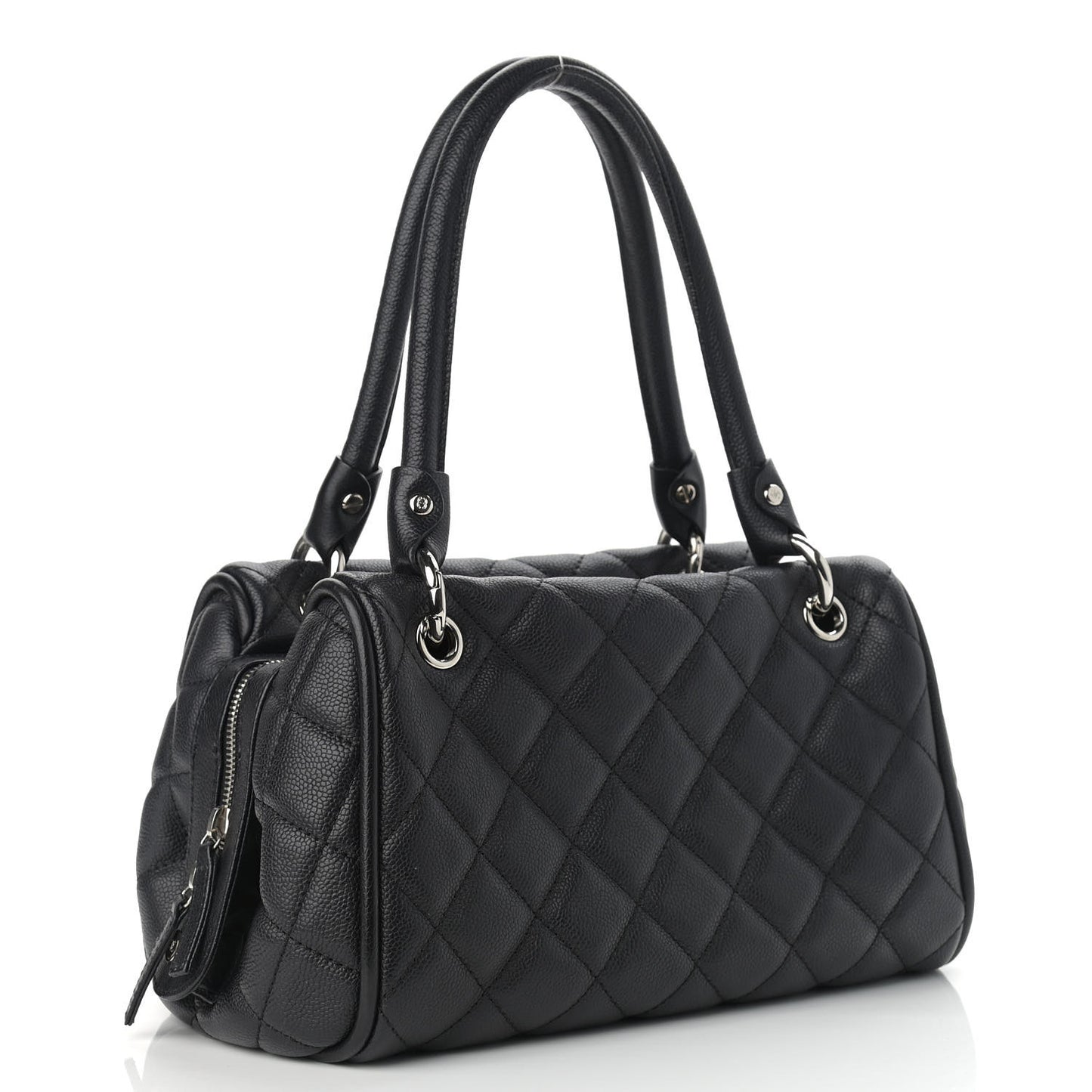 Caviar Quilted Timeless Bowler Black