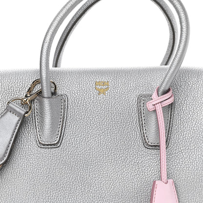 MCM Metallic Grained Calfskin Medium Milla Tote Silver 7 of 9