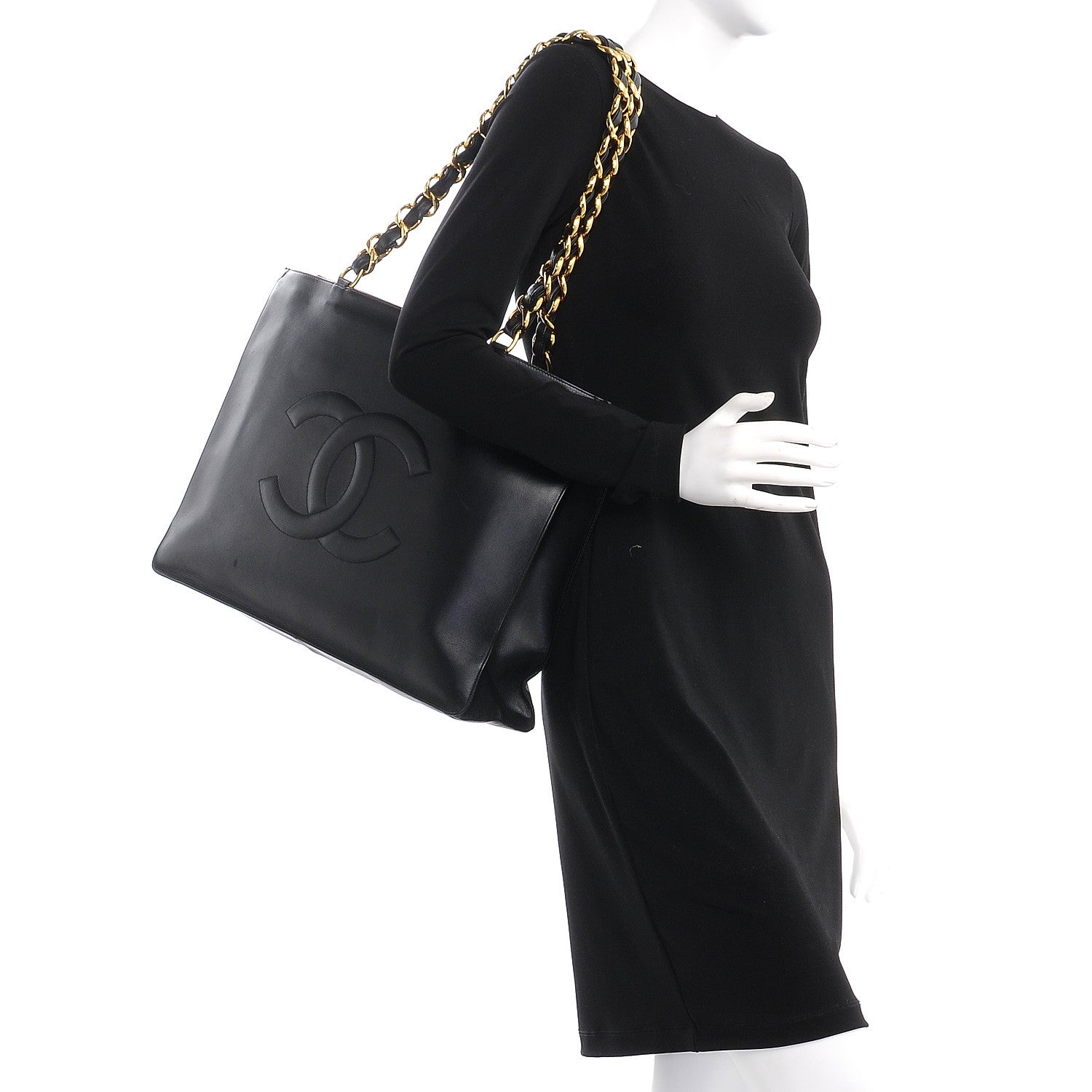 Chanel Lambskin CC Tote Black 2 of 8