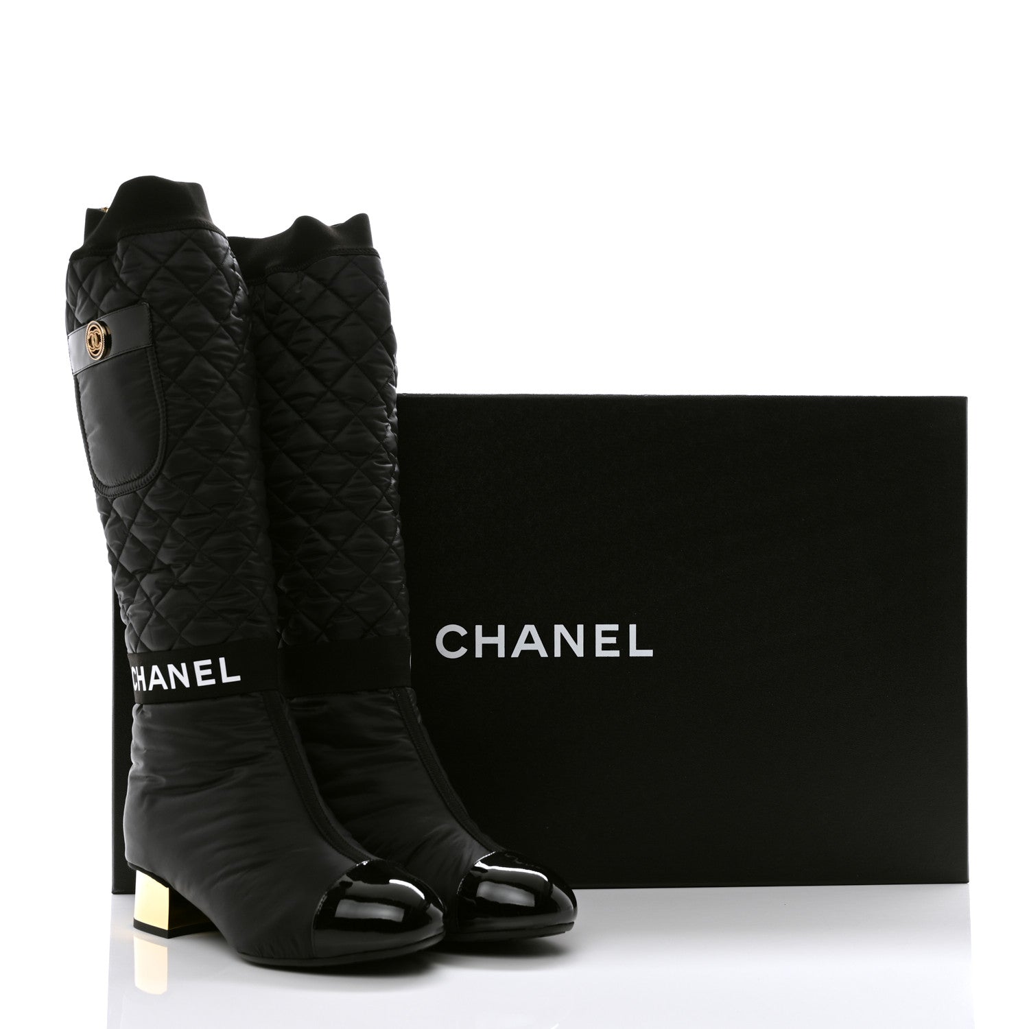 Chanel Mixed Fibers Lambskin Patent Calfskin High Boots 36 Black 10 of 10