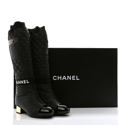 Chanel Mixed Fibers Lambskin Patent Calfskin High Boots 36 Black 10 of 10