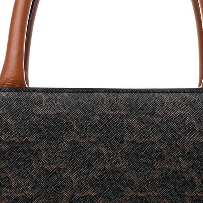 Celine Triomphe Canvas Calfskin Small Vertical Cabas Tan 7 of 9