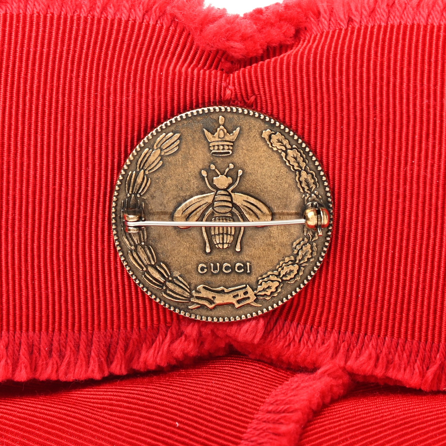 Gucci Grosgrain Crystal Bow Brooch Red 4 of 6