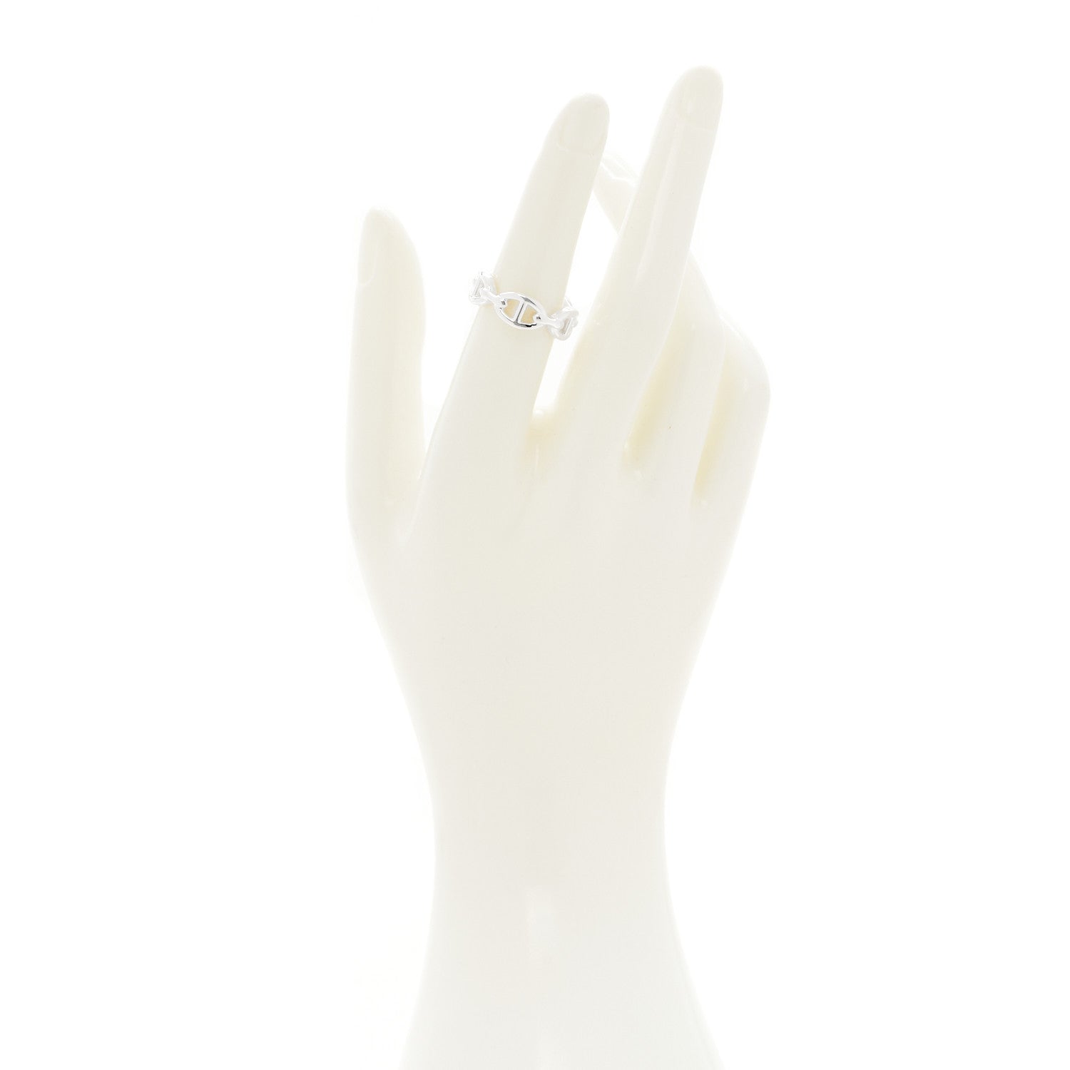Hermes Sterling Silver PM Chaine d'Ancre Enchainee Band Ring 53 6.5 2 of 9