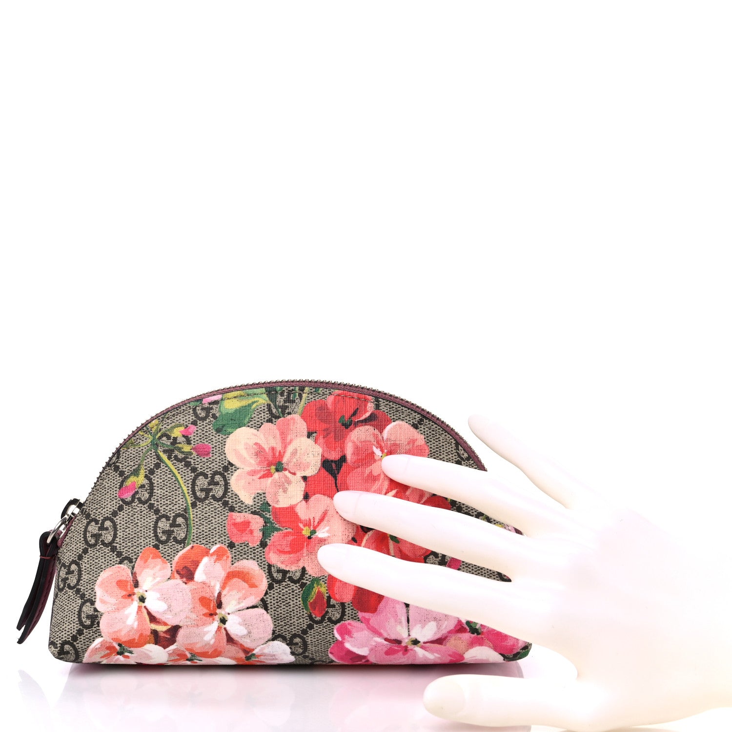 Gucci GG Supreme Monogram Blooms Small Pouch Cosmetic Case Beige Multicolor Dry Rose 2 of 9