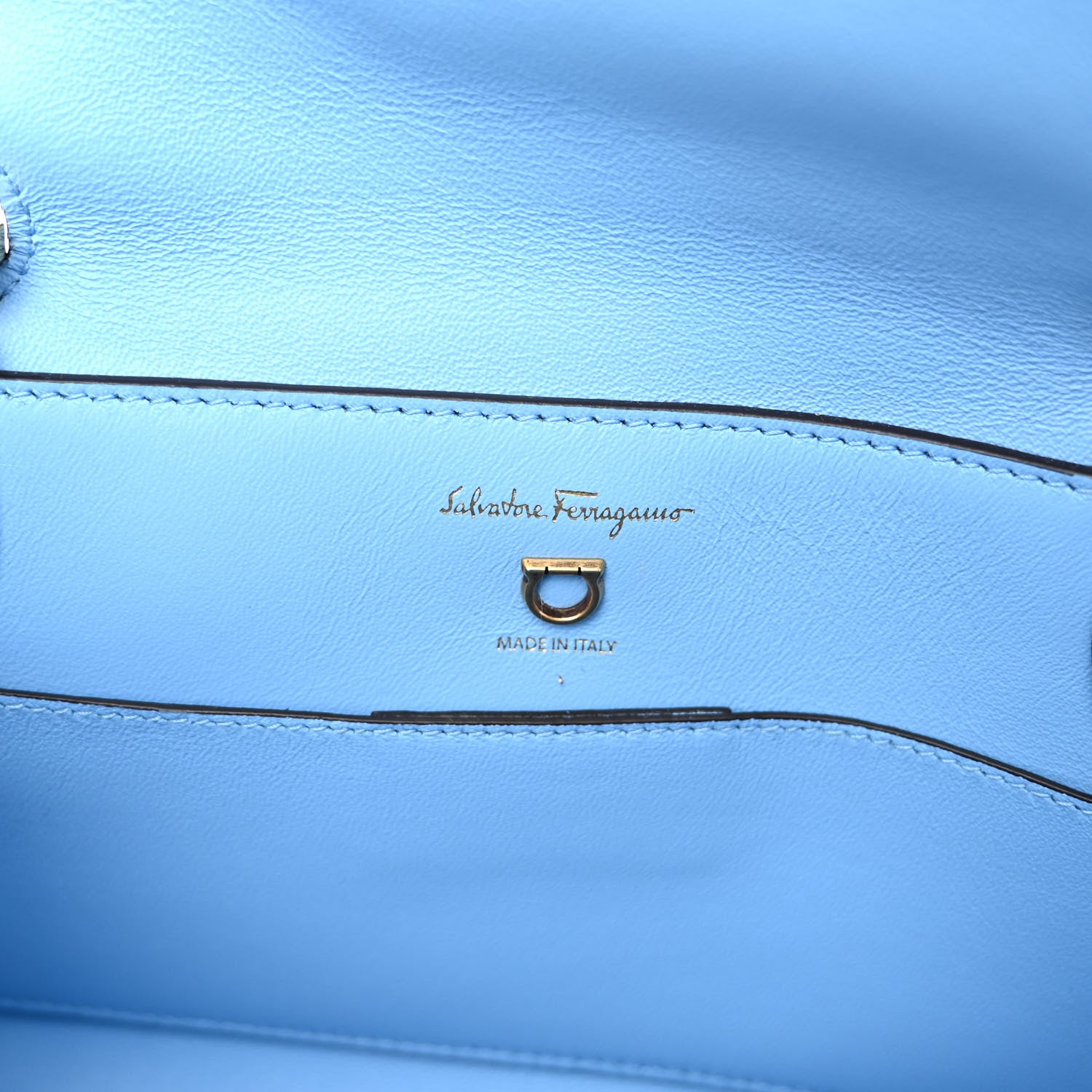Salvatore Ferragamo Calfskin Trifolio Swing Top Handle Bag Blue 6 of 9