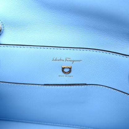 Salvatore Ferragamo Calfskin Trifolio Swing Top Handle Bag Blue 6 of 9