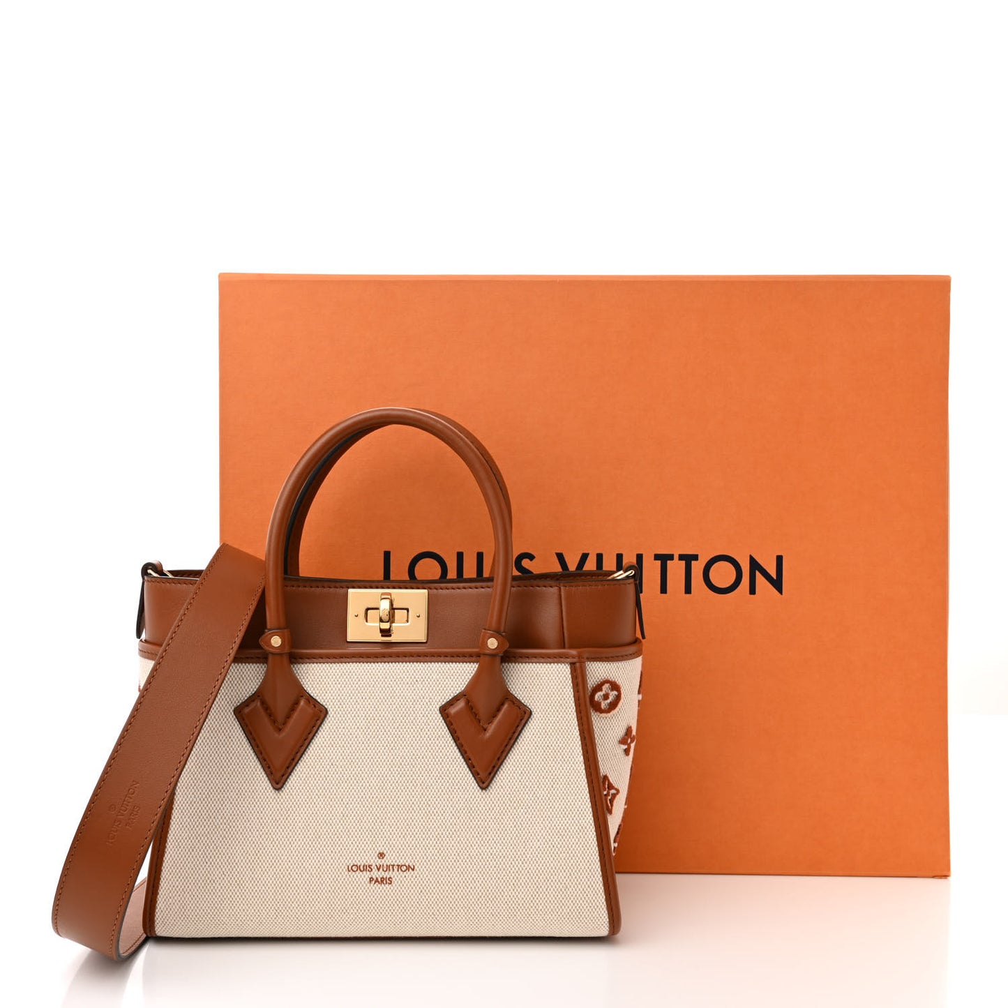 Canvas Calfskin Monogram On My Side PM Caramel Tan