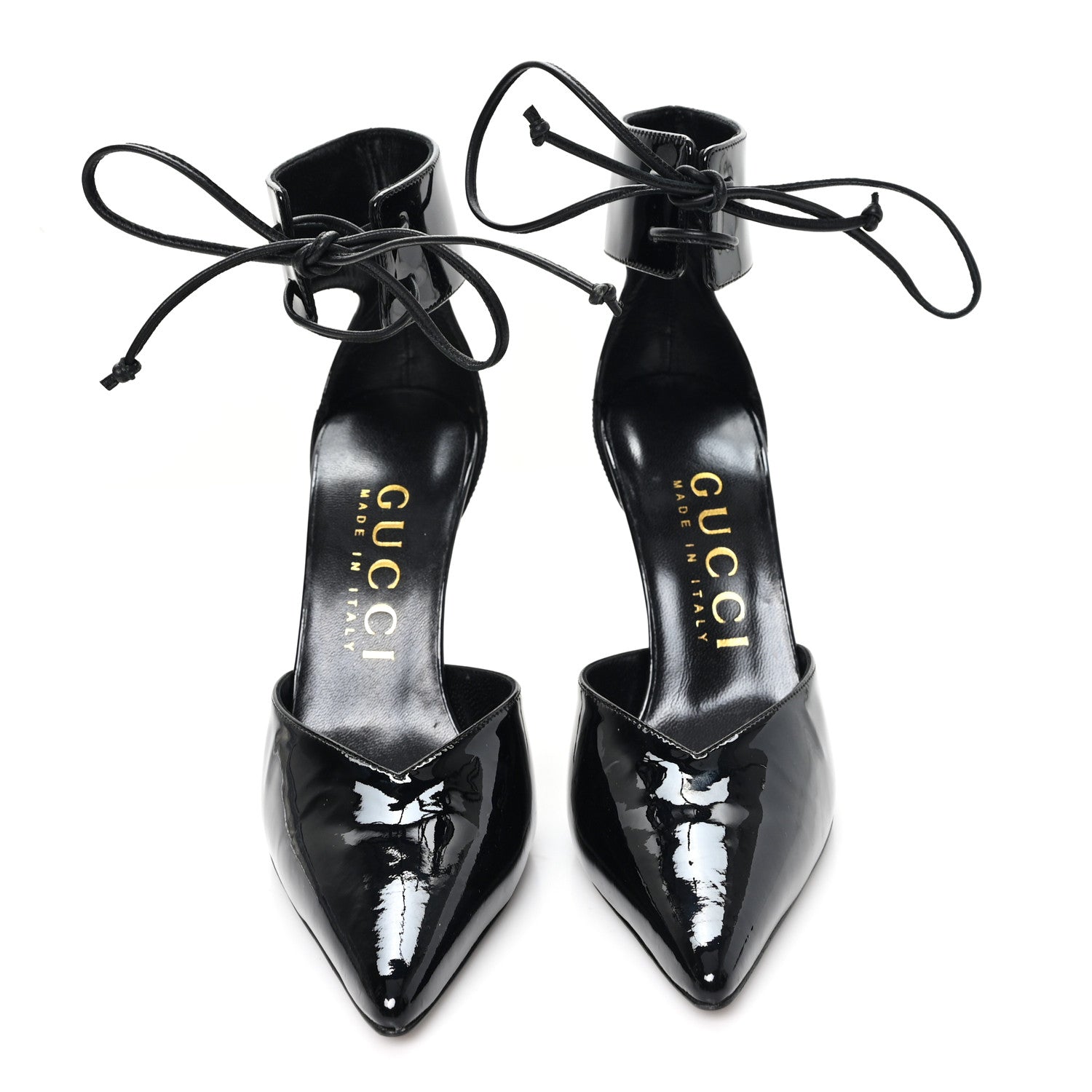 Gucci Vitello Vernice Soft Nappa Priscilla Ankle Cuff Pumps 37.5 Black 3 of 10