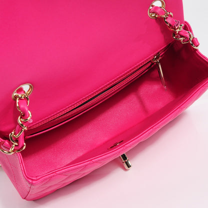 Chanel Lambskin Quilted Mini Rectangular Flap Dark Pink 8 of 9