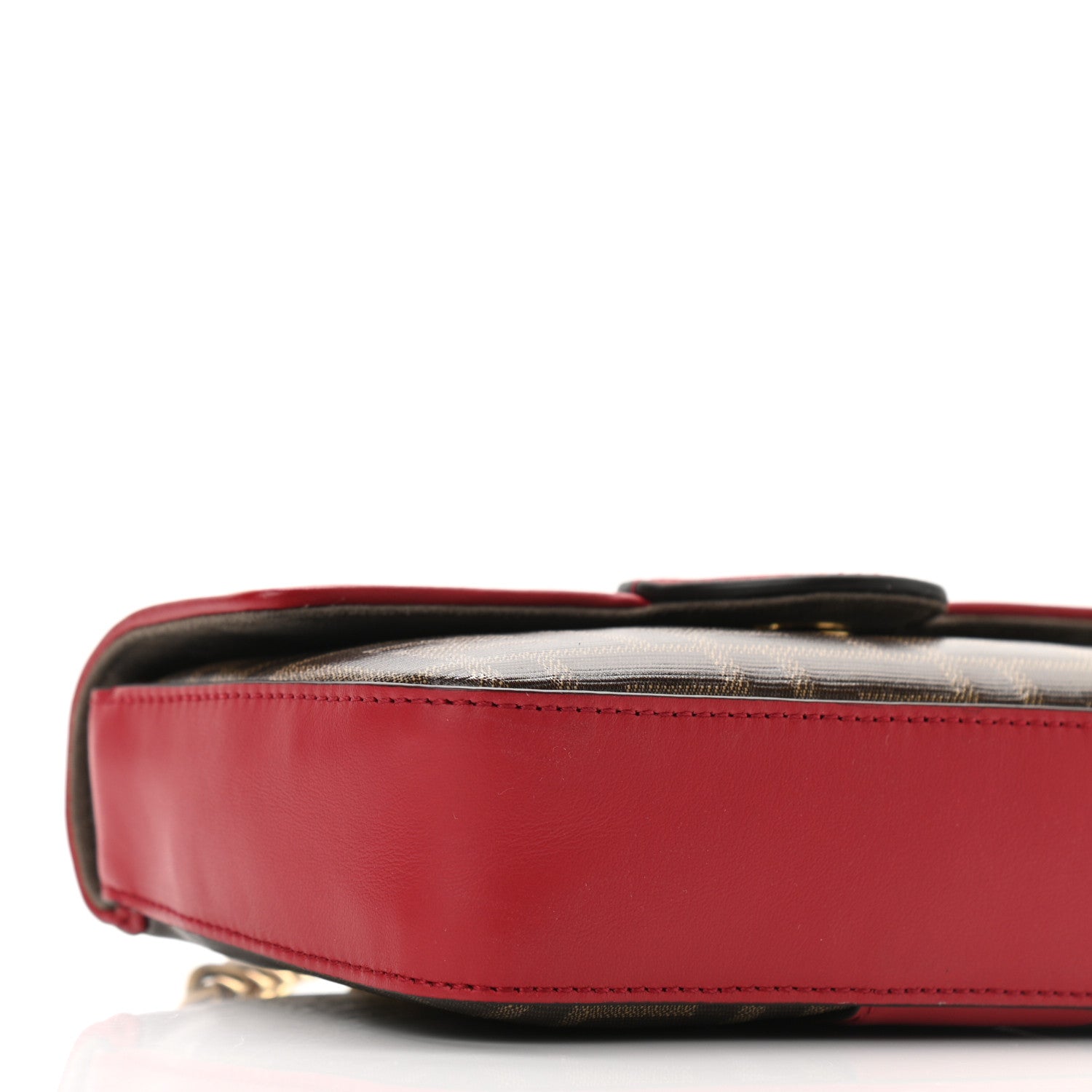 Fendi Glazed Fabric Vitello Century FF 1974 Stamp Patch Mini Double F Crossbody Bag Mogano Panna Fragola 8 of 9