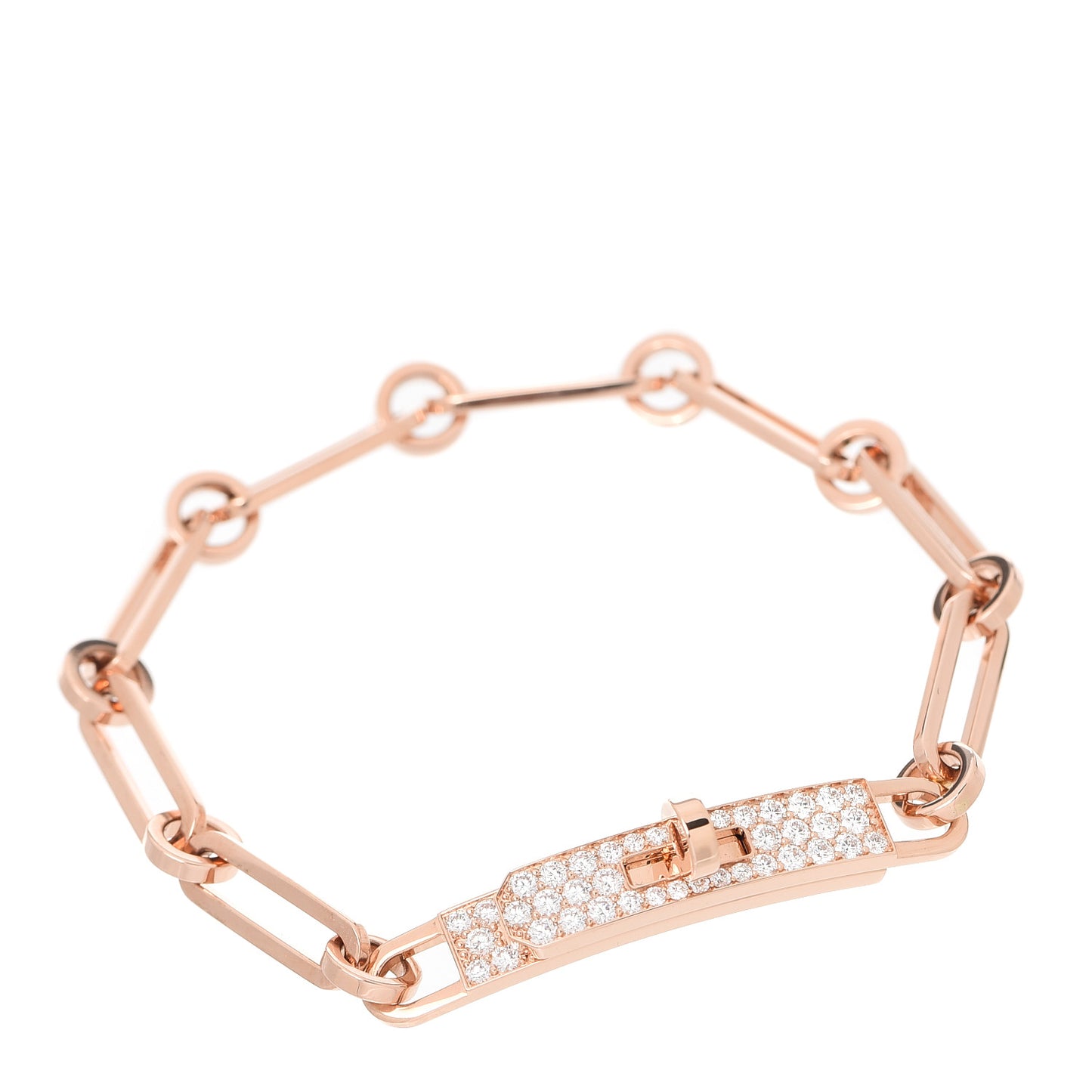 18K Rose Gold Diamond Pave PM Kelly Chaine Bracelet ST