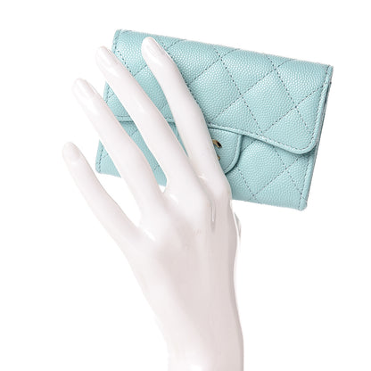 Chanel Caviar Quilted Flap Card Holder Light Blue 2 of 8