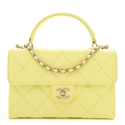 Chanel Caviar Quilted Retro Mini Twist Top Handle Clutch Flap Light Yellow 1 of 11