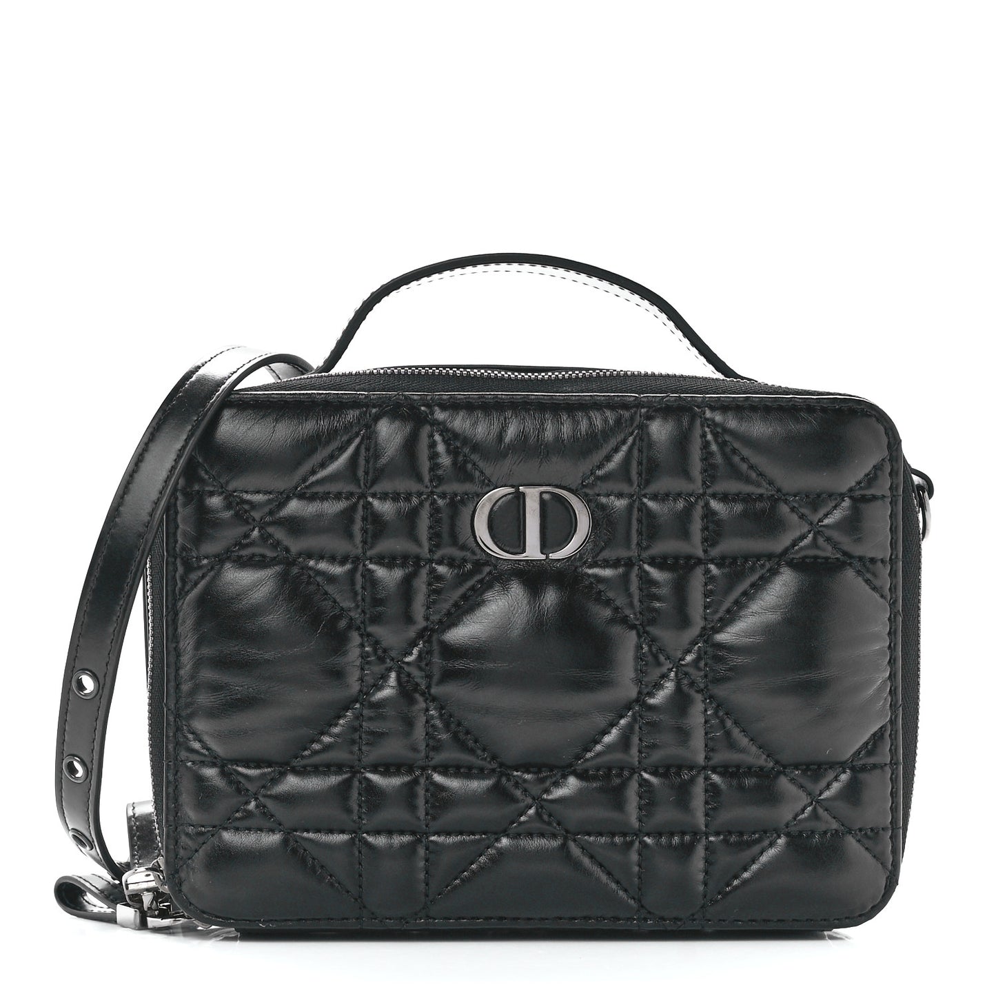 Calfskin Macrocannage Caro Box Bag Black