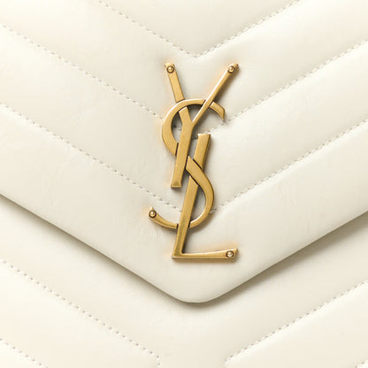 Saint Laurent Calfskin Y Quilted Monogram Medium Loulou Chain Satchel Crema Soft 8 of 11