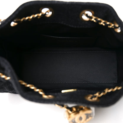 Chanel Washed Denim Quilted Mini Chanel 25 Handbag Black 5 of 10