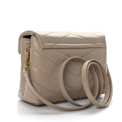 Saint Laurent Calfskin Y Quilted Monogram Toy Loulou Crossbody Bag Dark Beige 3 of 9
