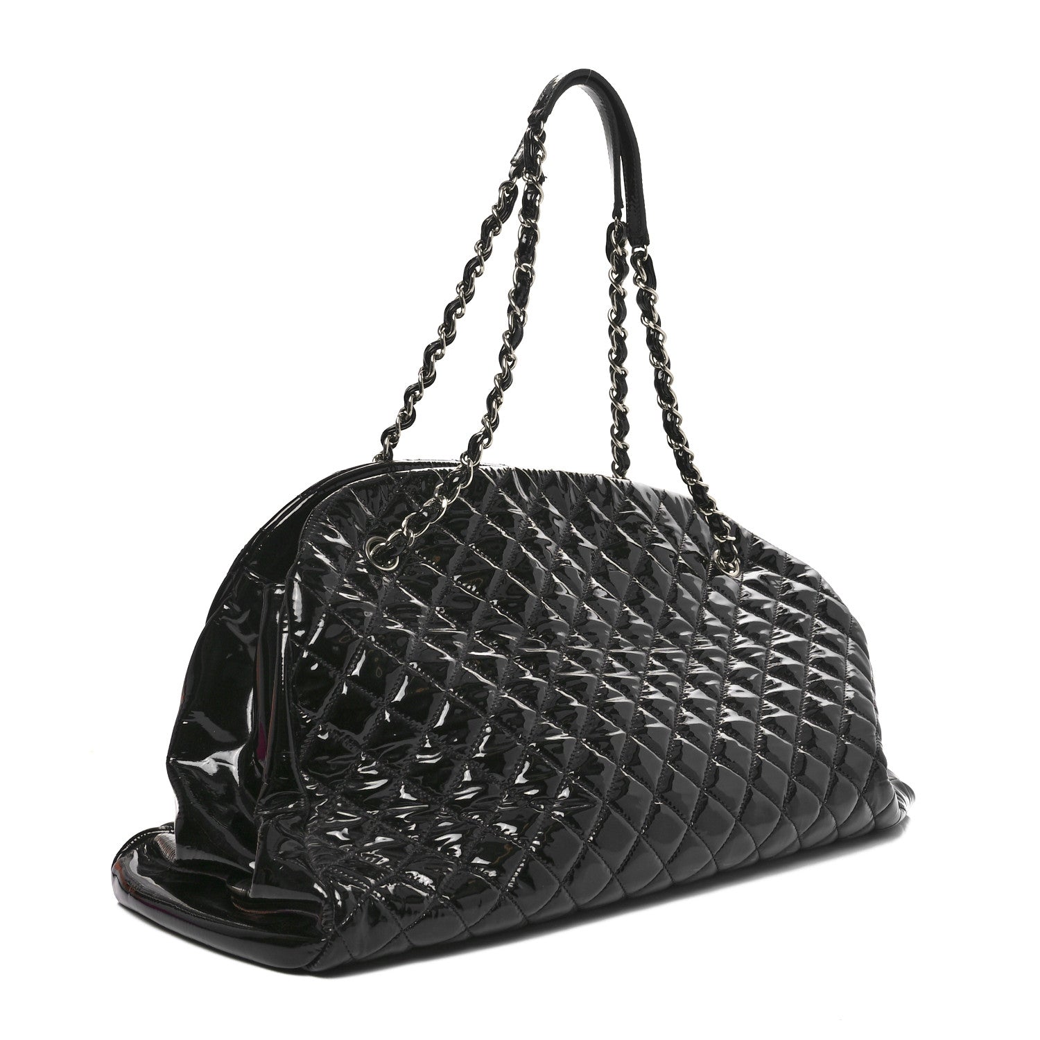 Chanel Patent Quilted Large Just Mademoiselle Bowling Bag Black 3 of 11