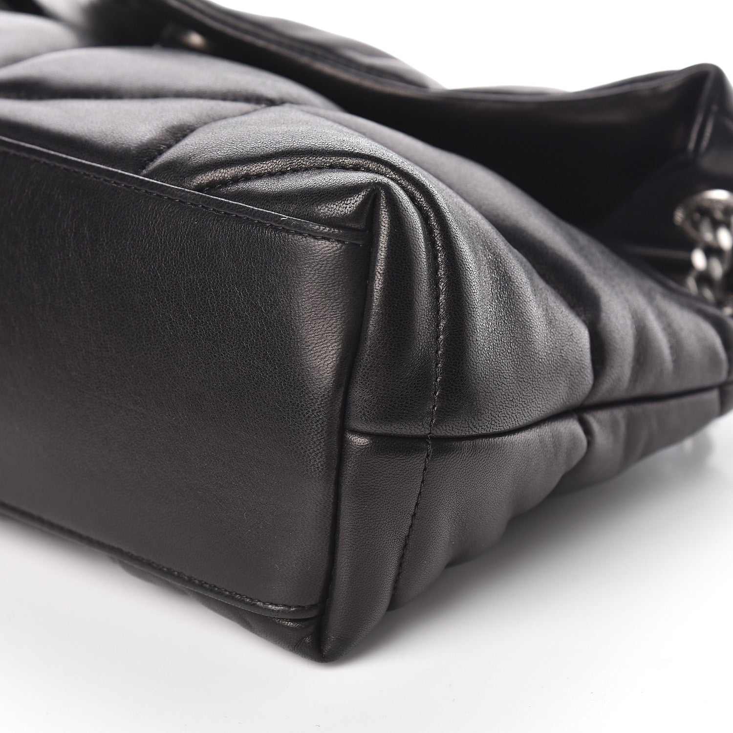 Saint Laurent Lambskin Quilted Small Loulou Puffer Monogram Chain Satchel Black 10 of 11