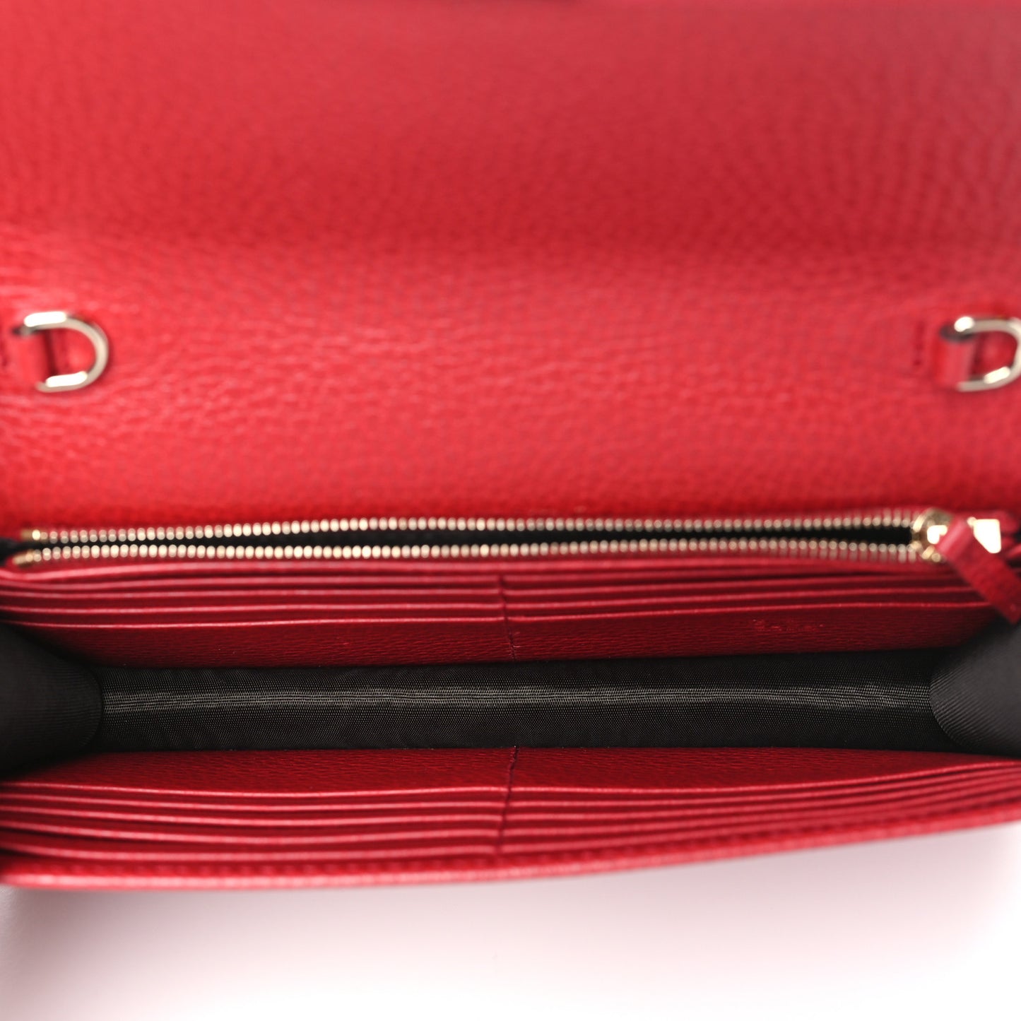 Dollar Calfskin Interlocking G Chain Wallet Red