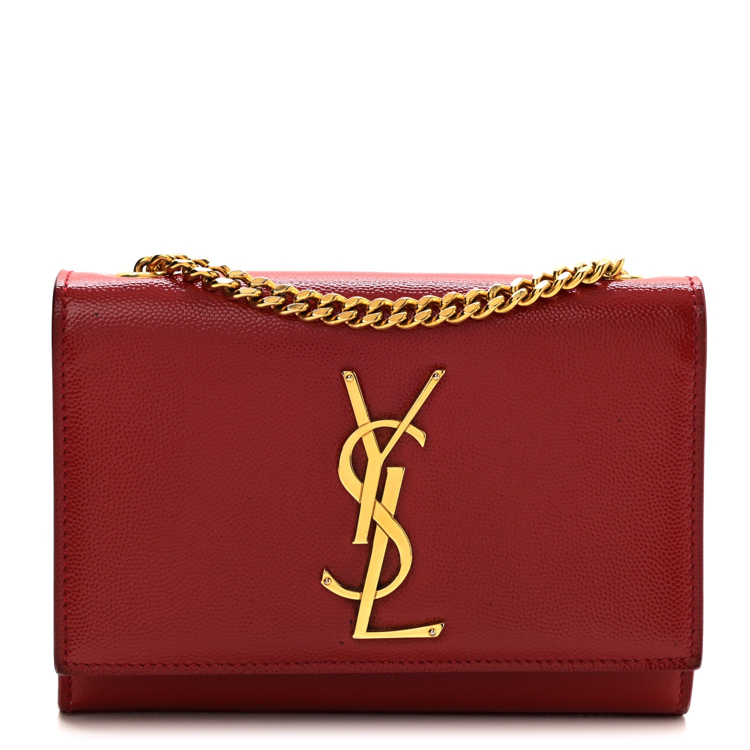 Saint Laurent Grain De Poudre Small Monogram Kate Satchel Red 1 of 8