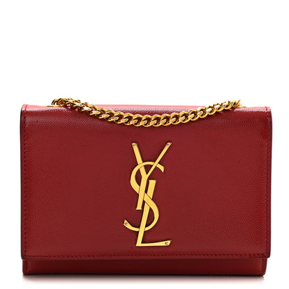 Saint Laurent Grain De Poudre Small Monogram Kate Satchel Red 1 of 8