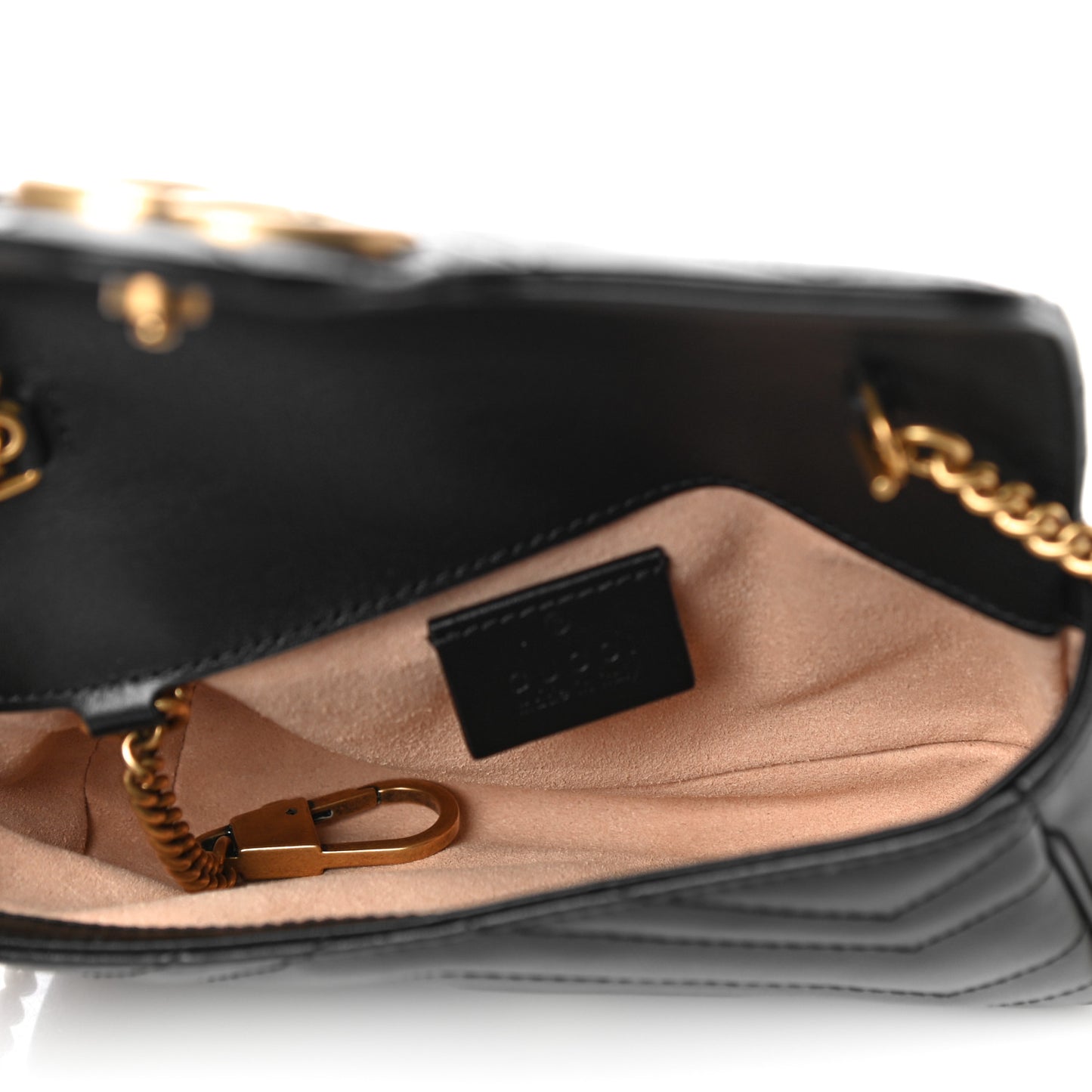 Calfskin Matelasse Super Mini GG Marmont Shoulder Bag Black