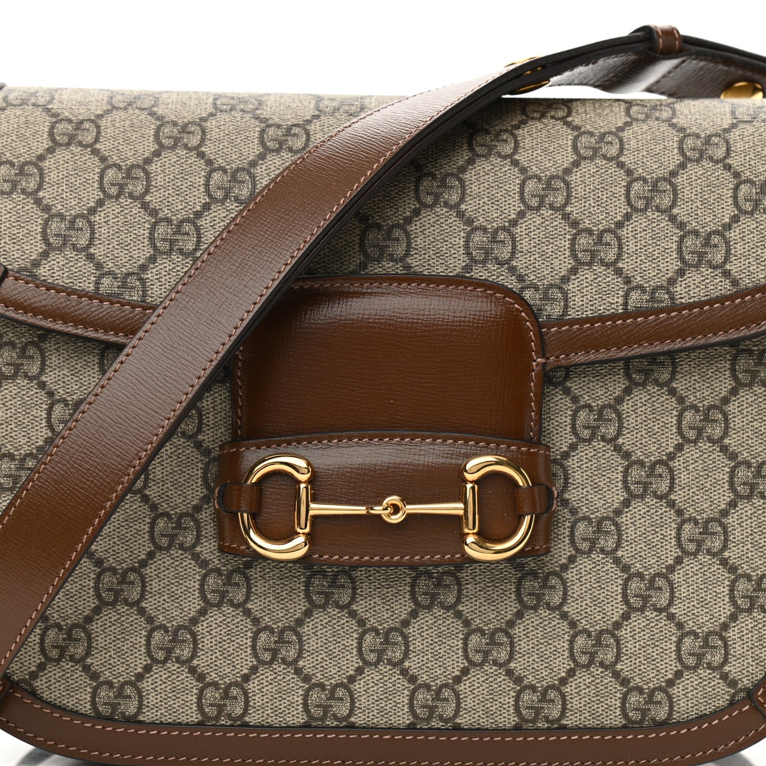 Gucci GG Supreme Monogram Horsebit 1955 Shoulder Bag Beige Brown Sugar 8 of 10