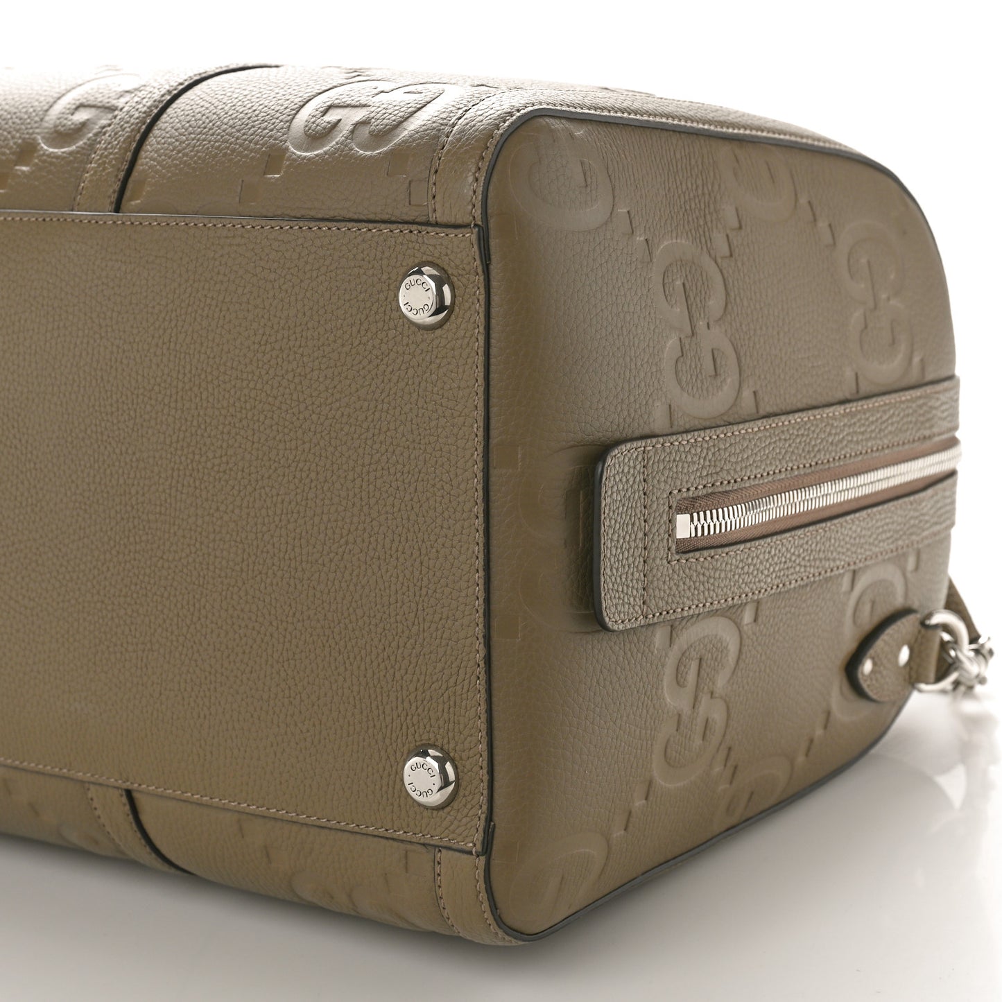 Piuma Calfskin Jumbo GG Embossed Large Duffle Bag Taupe