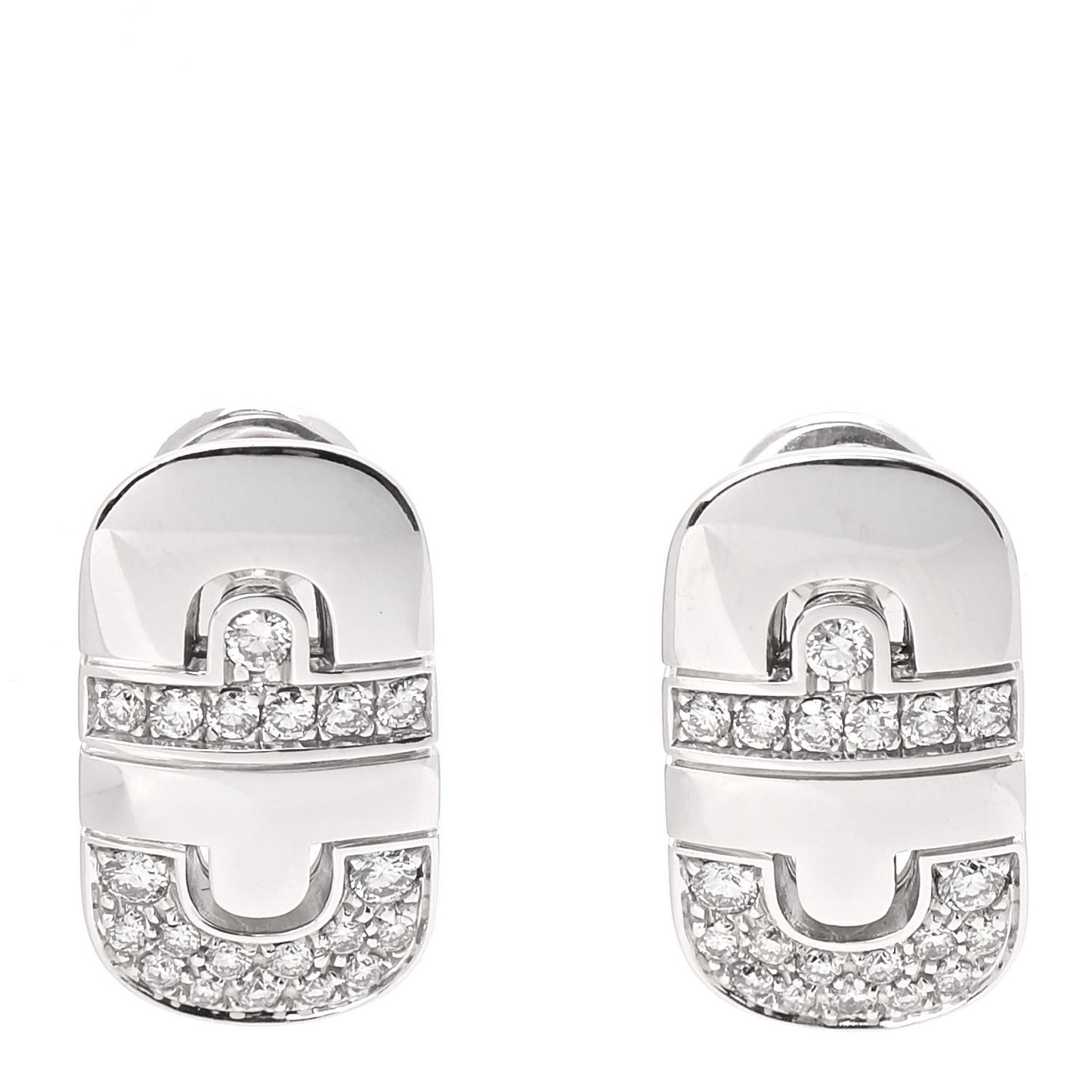 18K White Gold Diamond Parentesi Earrings