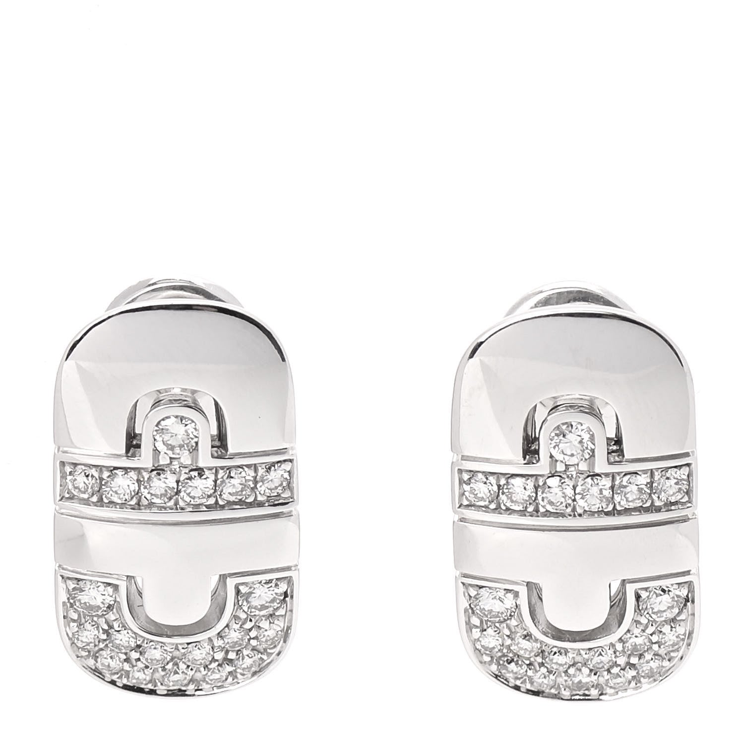 Bulgari 18K White Gold Diamond Parentesi Earrings 1 of 5
