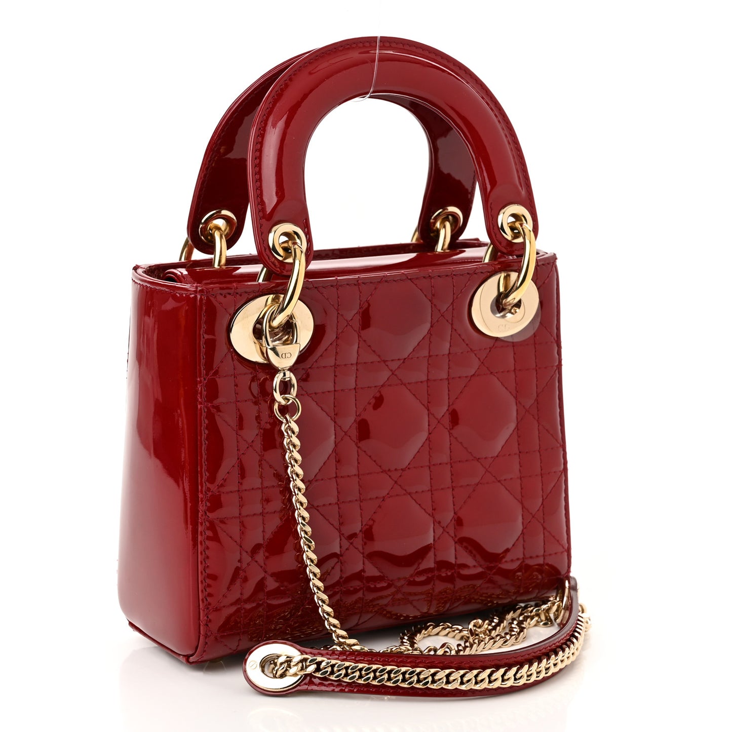 Patent Cannage Mini Lady Dior Red