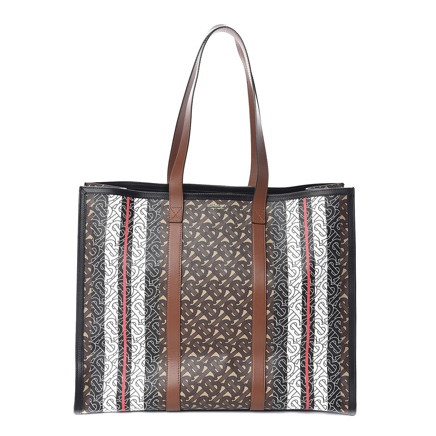 E-Canvas Monogram Stripe Book Tote Bridle Brown