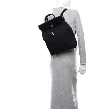 Hermes Military Toile Vache Hunter Herbag a Dos Zip Retourne Backpack Black 2 of 10
