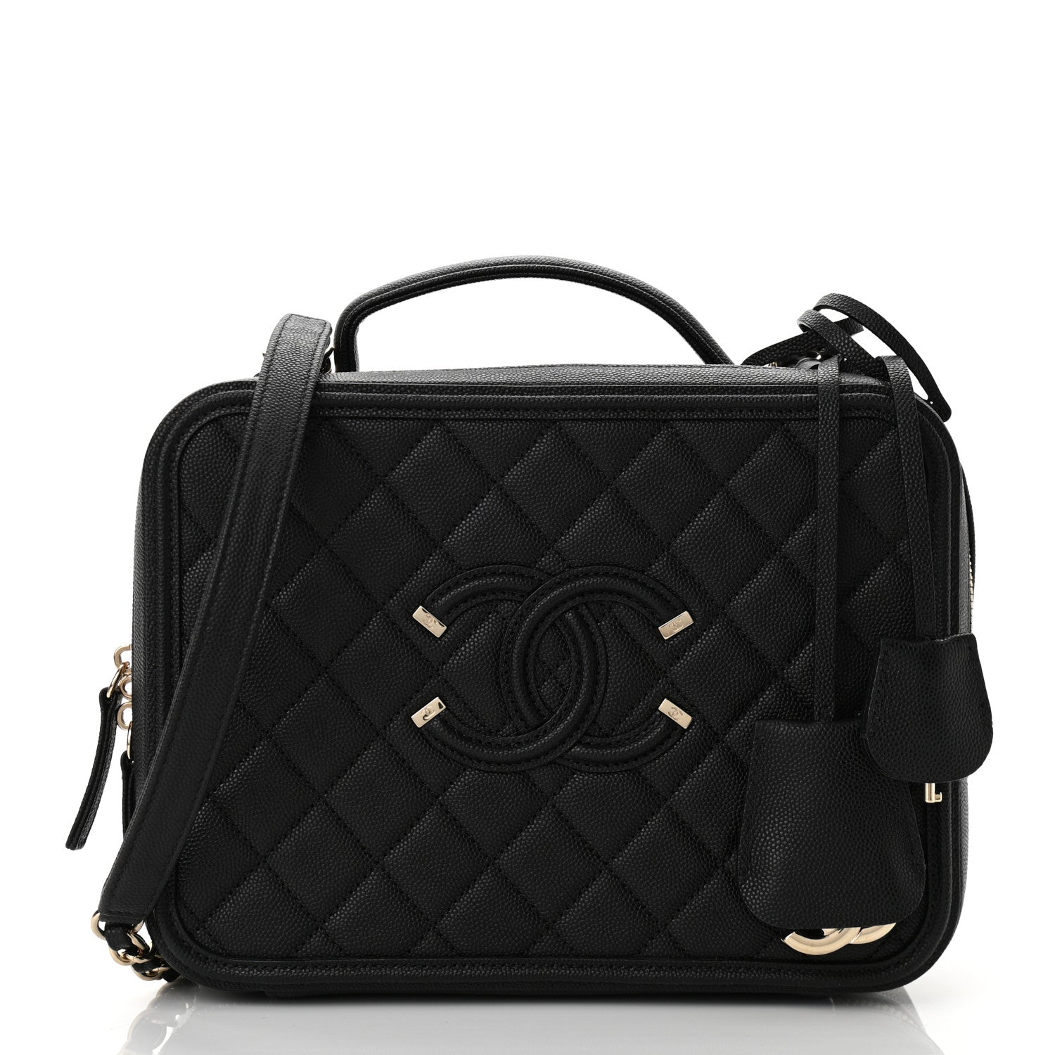 Chanel Caviar Quilted Large CC Filigree Vanity Case Black 4 of 13