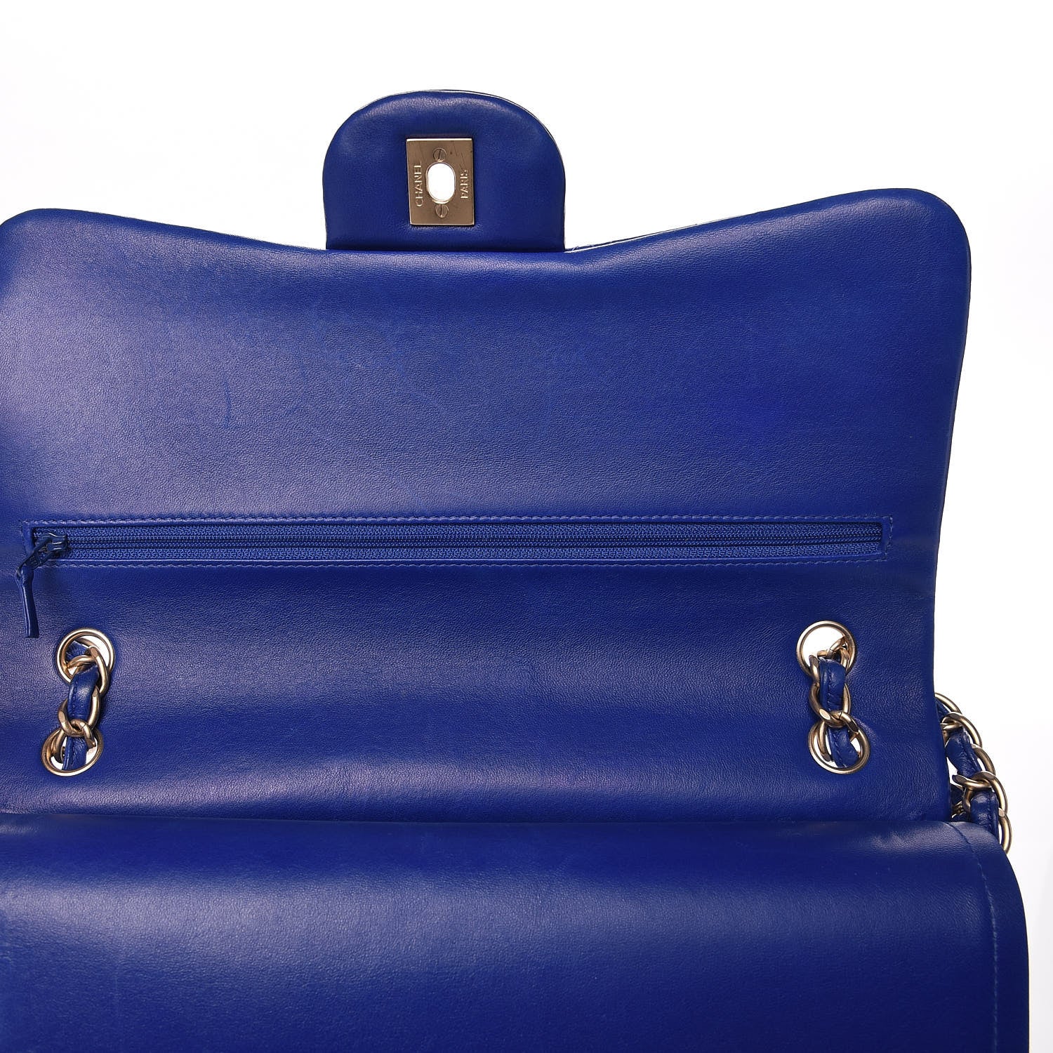 Chanel Lambskin Quilted Jumbo Double Flap Blue 9 of 22