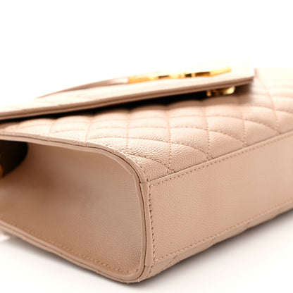 Saint Laurent Grain De Poudre Textured Mixed Matelasse Medium Triquilt Monogram Satchel Dark Latte 8 of 9