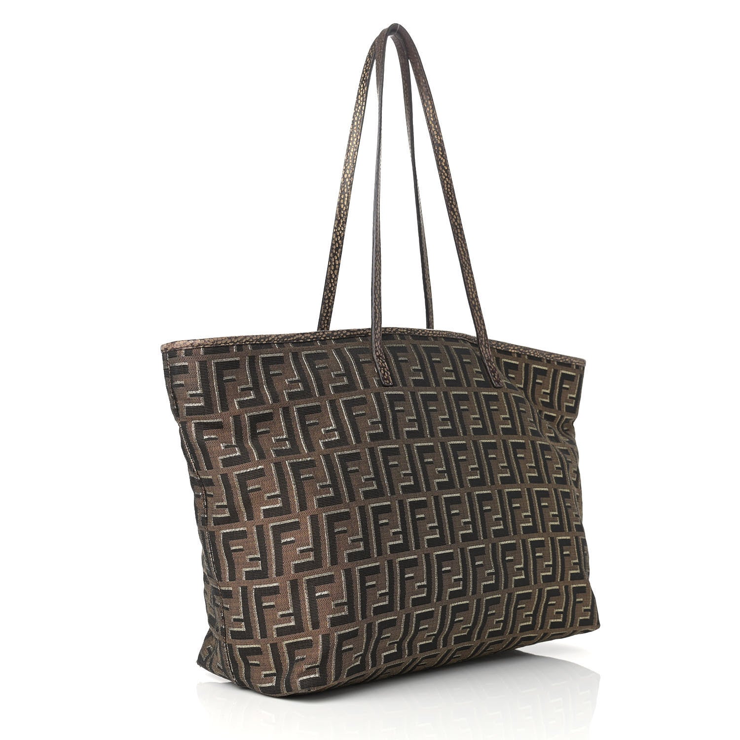 Fendi Zucca Vitello Medium Roll Tote Tobacco Oro Moro 3 of 12