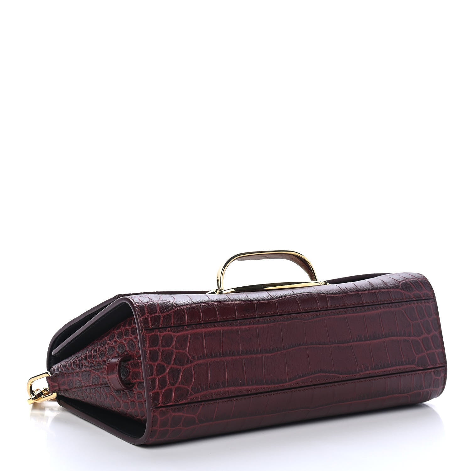 Alexander McQueen Calfskin Crocodile Embossed The Story Shoulder Bag Oxblood 3 of 4