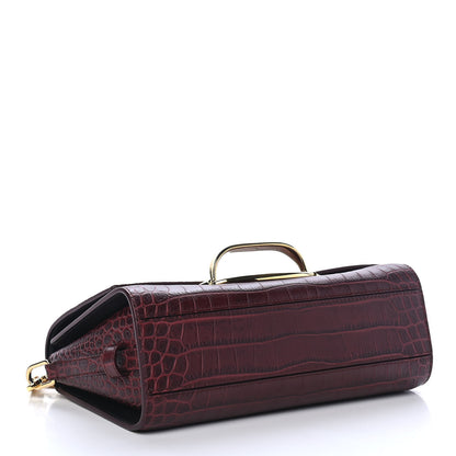 Alexander McQueen Calfskin Crocodile Embossed The Story Shoulder Bag Oxblood 3 of 4