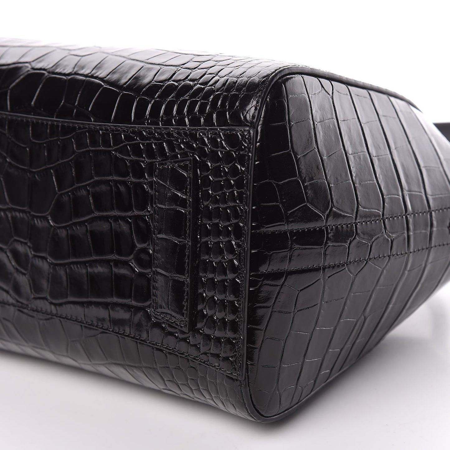 Calfskin Crocodile Embossed Small Antigona Black